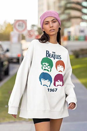 The Beatles 1967 Baskılı Unisex Oversize Müzik Grubu Sweatshirt