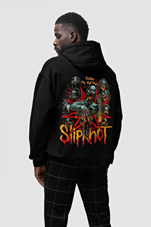 Slipknot Müzik Grubu Baskılı Unisex Oversize Rock Metal Hoodie