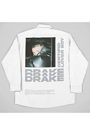 Drake Lover Boy Baskılı Unisex Rapper Cepli Gömlek