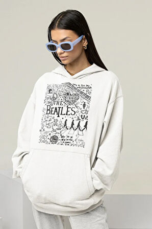 The Beatles Müzik Grubu Baskılı Unisex Oversize Hoodie