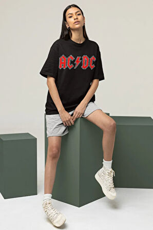 I Wanna Rock & Roll AC DC Baskılı Unisex Oversize Tişört