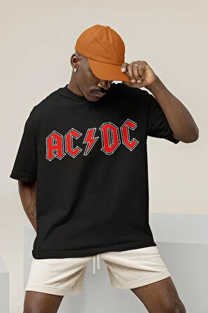I Wanna Rock & Roll AC DC Baskılı Unisex Oversize Tişört