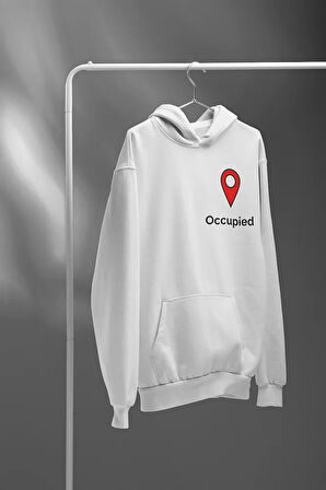 Occupied Yazılı Sevgililere Özel Minimalistik Baskılı Hoodie