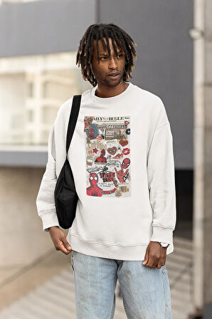 Daily Bugle Örümcek Adam Tasarım Baskılı Unisex Oversize Sweatshirt