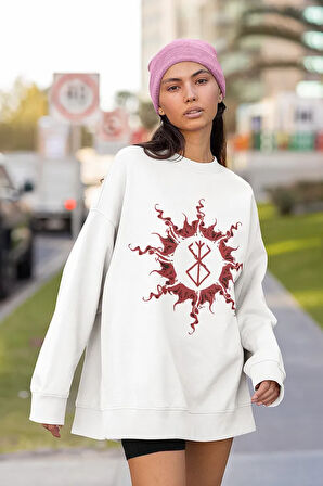 Tasarım Anime Berserk Baskılı Unisex Oversize Sweatshirt