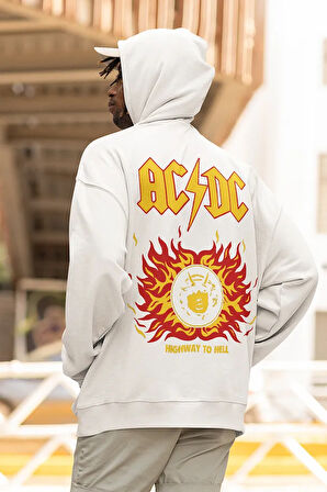 AC DC Müzik Grubu Baskılı Unisex Oversize Rock Metal Hoodie