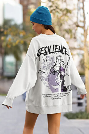 Resilience Yazılı Unisex Oversize Tasarım Sweatshirt