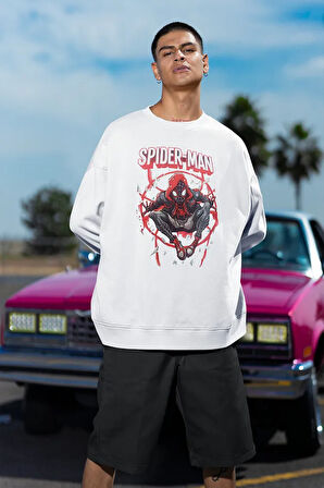 Spider-Man Baskılı Unisex Oversize Örümcek Adam Sweatshirt