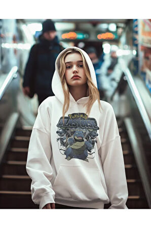 Pokemon Blastoise Baskılı Unisex Oversize Hoodie