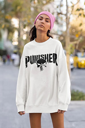Punisher Yazılı Unisex Oversize Sweatshirt