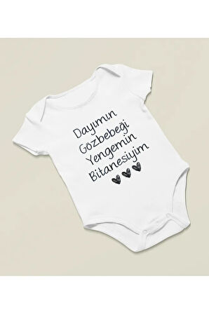 Dayımın Gözbebeği Yengemin Bitanesiyim Yazılı Pamuklu Yumuşak Unisex Çıtçıtlı Body Zıbın
