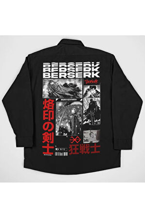 Berserk Baskılı Unisex Anime Cepli Gömlek