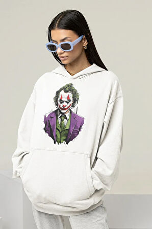 Joker Baskılı Unisex Oversize DC Karakter Hoodie