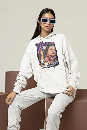Şarkıcı Rihanna Baskılı Unisex Oversize Hoodie