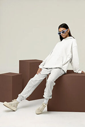 Oversize Unisex Baskısız Basic Hoodie