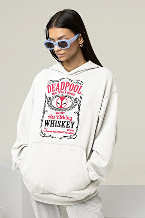 Deadpool Whiiskey Yazılı Unisex Oversize Hoodie