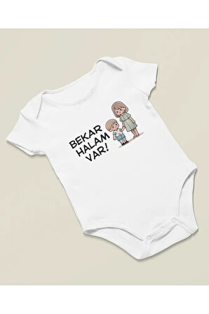 Bekar Halam Var ! Yazılı Pamuklu Yumuşak Unisex Çıtçıtlı Body Zıbın