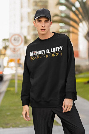 Monkey D. Luffy Baskılı Unisex Oversize Anime Karakter Dizi Sweatshirt