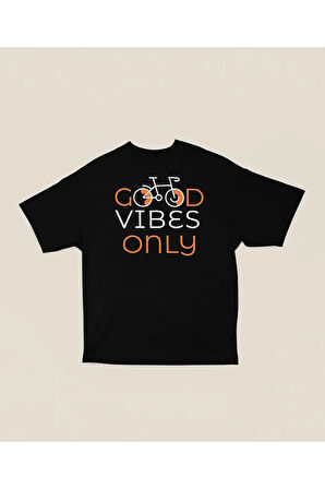 Good Vibes Only Temalı Unisex Oversize Tişört