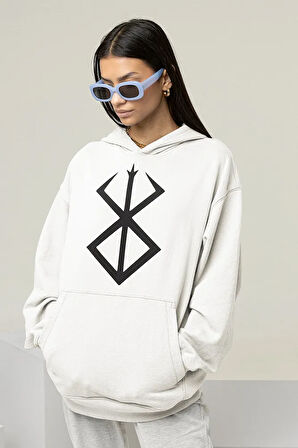 Anime Berserk Logo Baskılı Unisex Oversize Hoodie