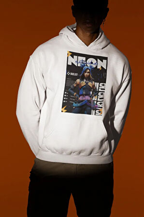 Neon Entry Karakter Baskılı Unisex Oversize Valorantt Hoodie