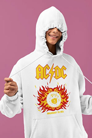 AC DC Highway To Hell Baskılı Unisex Oversize Rock Metal Hoodie