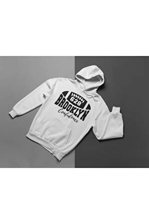 628 Brooklyn Confidence Yazılı Unisex Oversize Beyzbol Hoodie