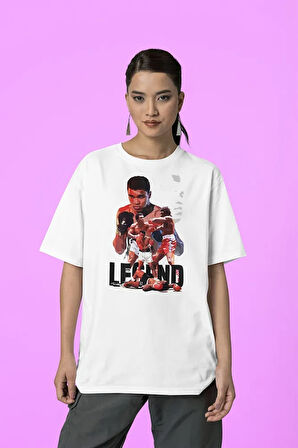 Legend Muhammed Ali Clay Baskılı Unisex Tasarım Tişört, Oversize Efsane Boksör Tişört