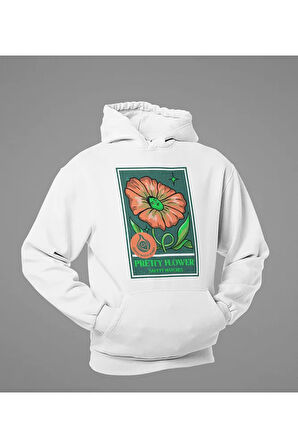Pretty Flower Baskılı Unisex Oversize Tasarım Hoodie