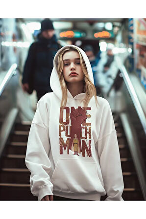 Anime Karakter Baskılı Unisex Hoodie, Oversize One Punch Man Hoodie