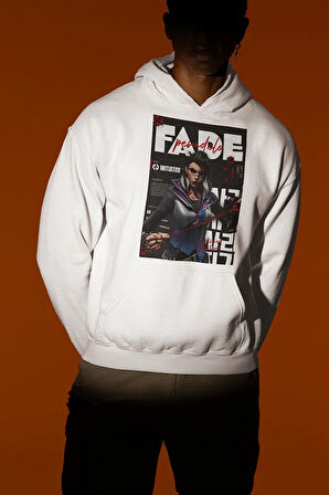 Unisex Fade Karakter Baskılı Unisex Oversize Vallorant Hoodie