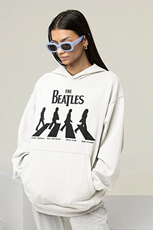The Beatles Müzik Grubu Baskılı Unisex Oversize Hoodie