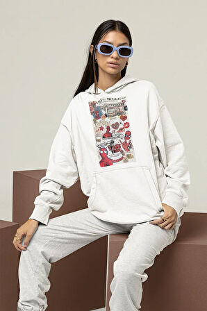 Daily Bugle Baskılı Unisex Oversize Örümcek Adam Hoodie