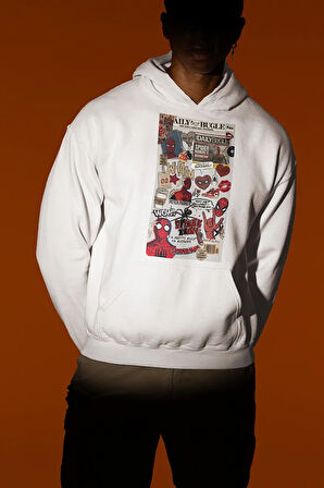 Daily Bugle Baskılı Unisex Oversize Örümcek Adam Hoodie