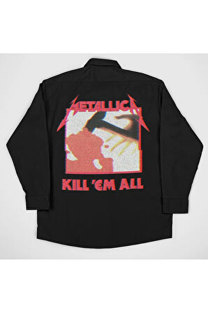 Metallica Kill 'Em All Yazılı Unisex Tasarım Rock Metal Müzik Grubu Gömlek