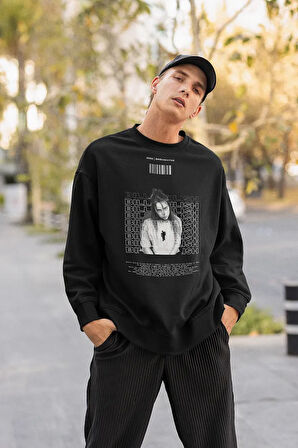Billie Eilish Baskılı Unisex Oversize Şarkıcı Sweatshirt