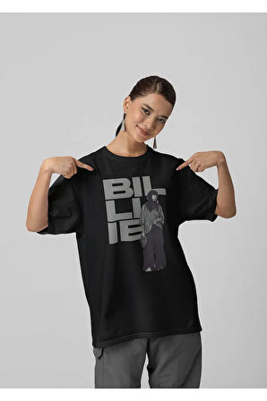 Billie Eilish Özel Tasarım Unisex Tişört, Oversize Şarkıcı Tişört