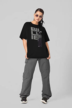 Billie Eilish Özel Tasarım Unisex Tişört, Oversize Şarkıcı Tişört