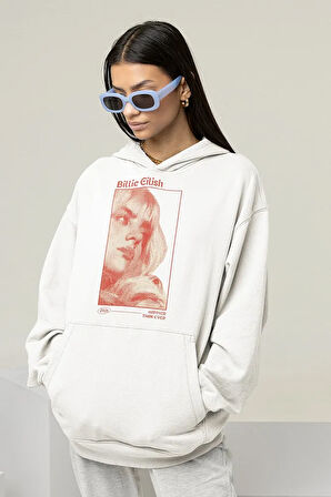 Billie Eilish Baskılı Unisex Oversize Şarkıcı Hoodie