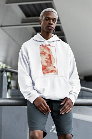 Billie Eilish Baskılı Unisex Oversize Şarkıcı Hoodie