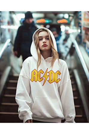 AC DC Müzik Grubu Baskılı Unisex Oversize Rock Metal Hoodie