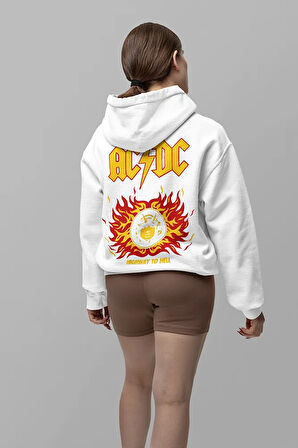 AC DC Müzik Grubu Baskılı Unisex Oversize Rock Metal Hoodie