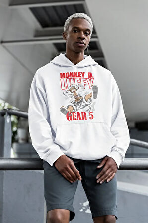 Monkey D. Luffy Gear 5 Baskılı Unisex Oversize Anime Hoodie