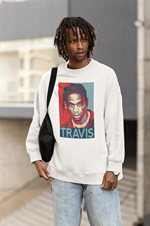 Travis Scott Rapper Baskılı Unisex Oversize Rap Sweatshirt