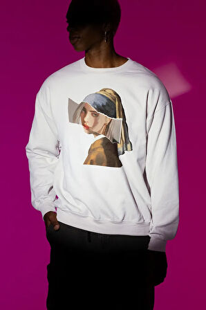 Billie Eilish Baskılı Unisex Oversize Mona Lisa Tasarım Sweatshirt