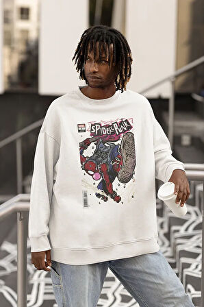 Spider-Punk Baskılı Unisex Oversize Sweatshirt