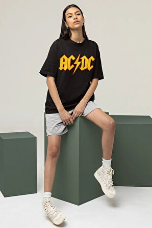 Highway To Hell AC DC Baskılı Unisex Oversize Rock Metal Müzik Grubu Tişört