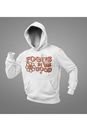 Focus In The Good Yazılı Unisex Oversize Hoodie