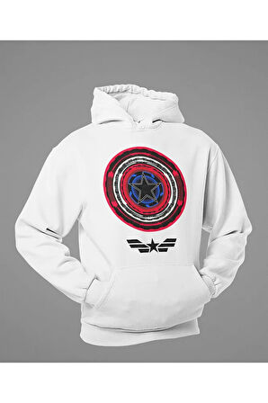 Kaptan Amerika Baskılı Unisex Oversize Avengers Hoodie