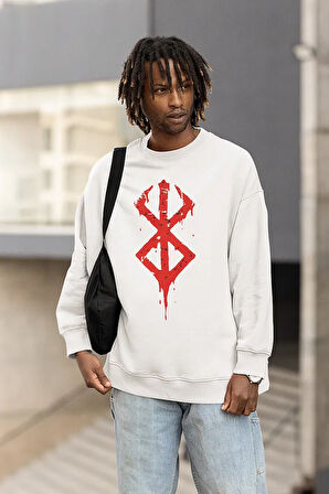 Berserk Logo Baskılı Unisex Oversize Anime Sweatshirt